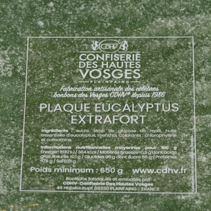 Bonbon Eucalyptus & Menthol - Plaque Entière | CDHV