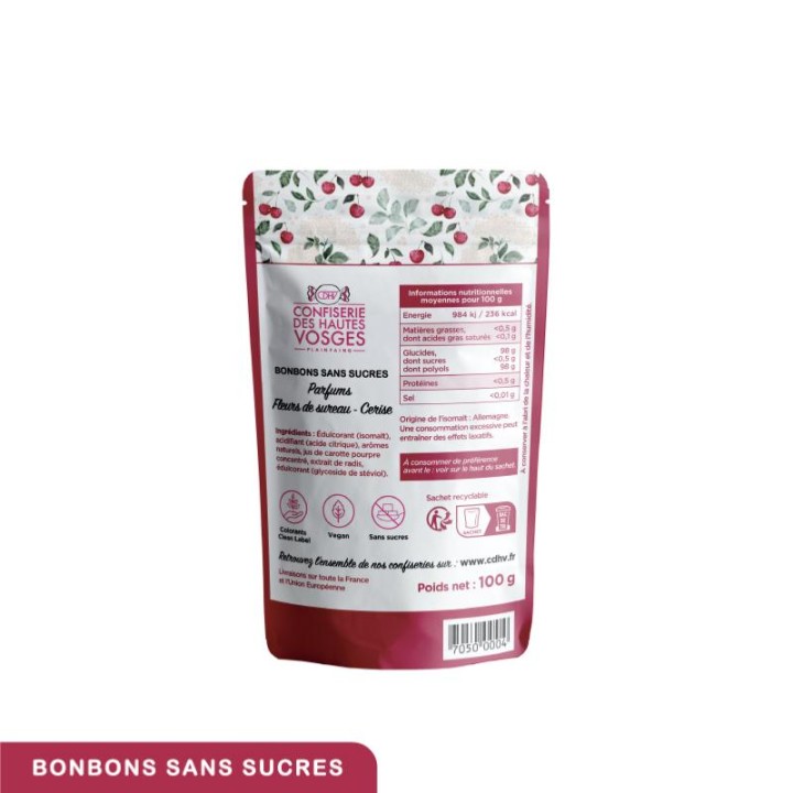 SANS SUCRES : Bonbons Fleurs de sureau - Cerise