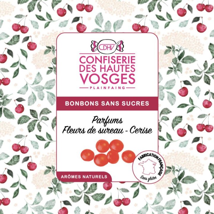 SANS SUCRES : Bonbons Fleurs de sureau - Cerise