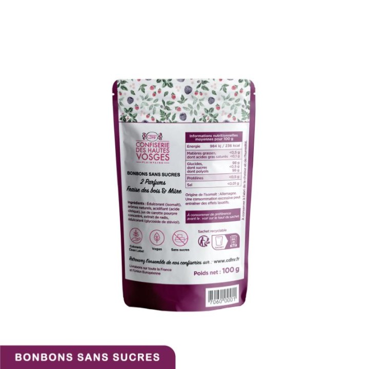 SANS SUCRES : Fraise des bois & Mûre