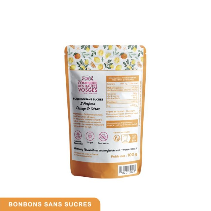 SANS SUCRES : Bonbons Orange & Citron