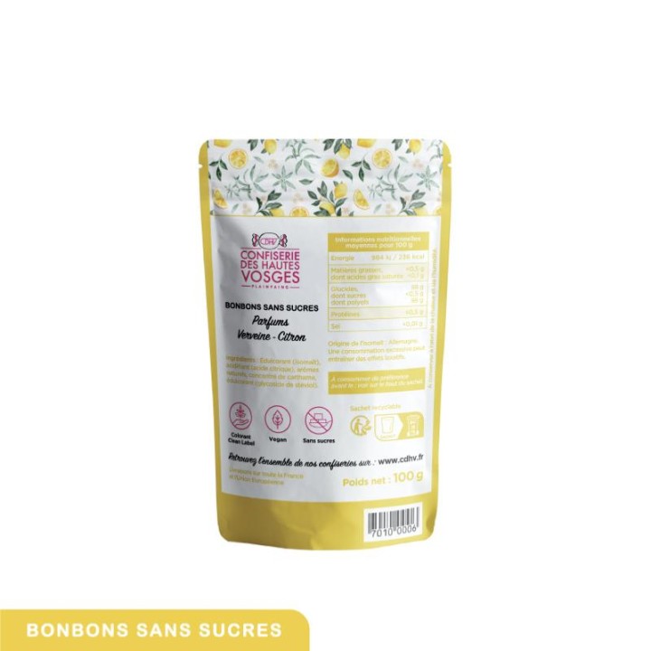 SANS SUCRES : Bonbons Verveine - Citron