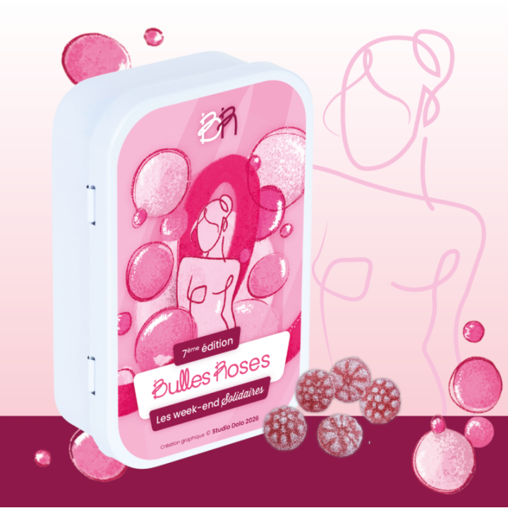 Boîte bonbons "Bulles Roses" 2026 Framboise 50g CDHV