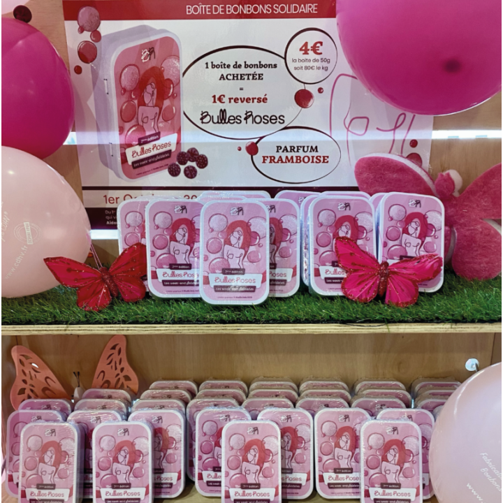 Boîte bonbons "Bulles Roses" 2026 Framboise 50g CDHV