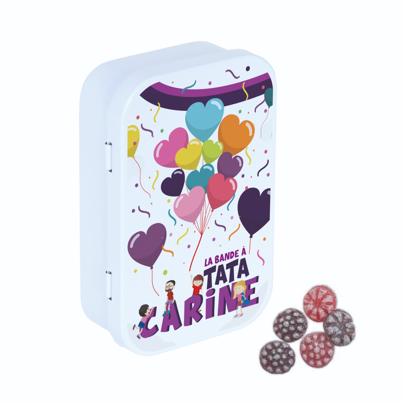Boîte de bonbons "La bande à tata Carine"
