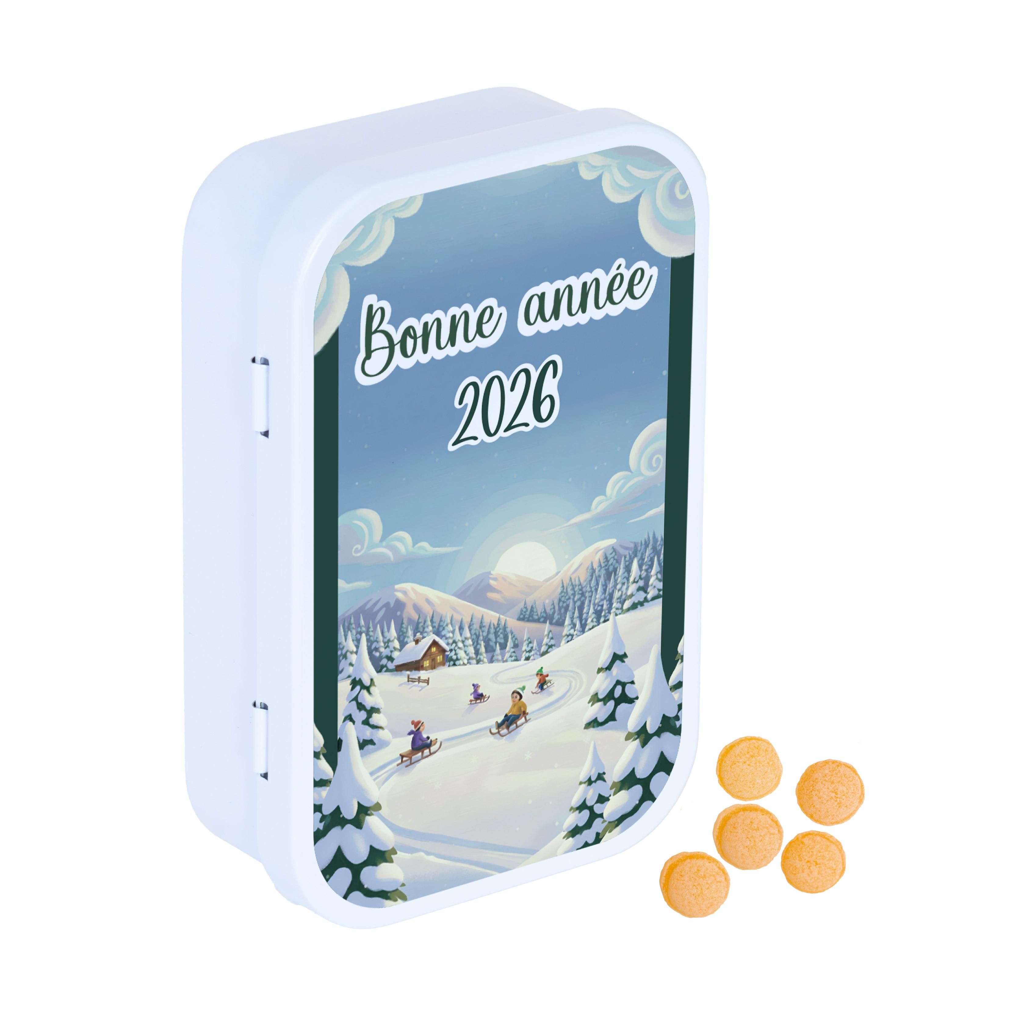 Boîte de bonbons "Bonne Année 2026" - Pomme Cannelle 50g