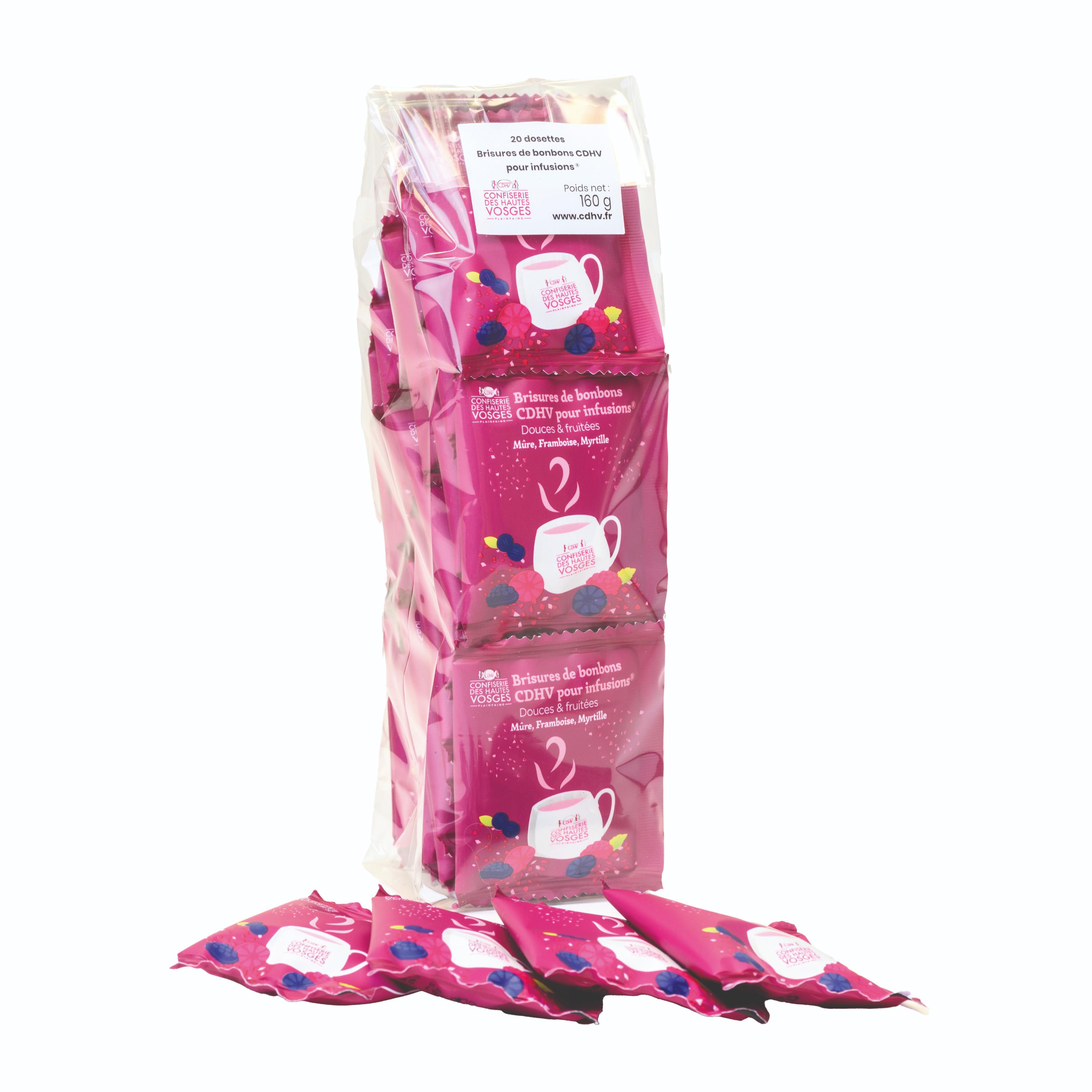 20 dosettes de brisures de bonbons CDHV pour infusions  fruits rouges - CLASSIQUE