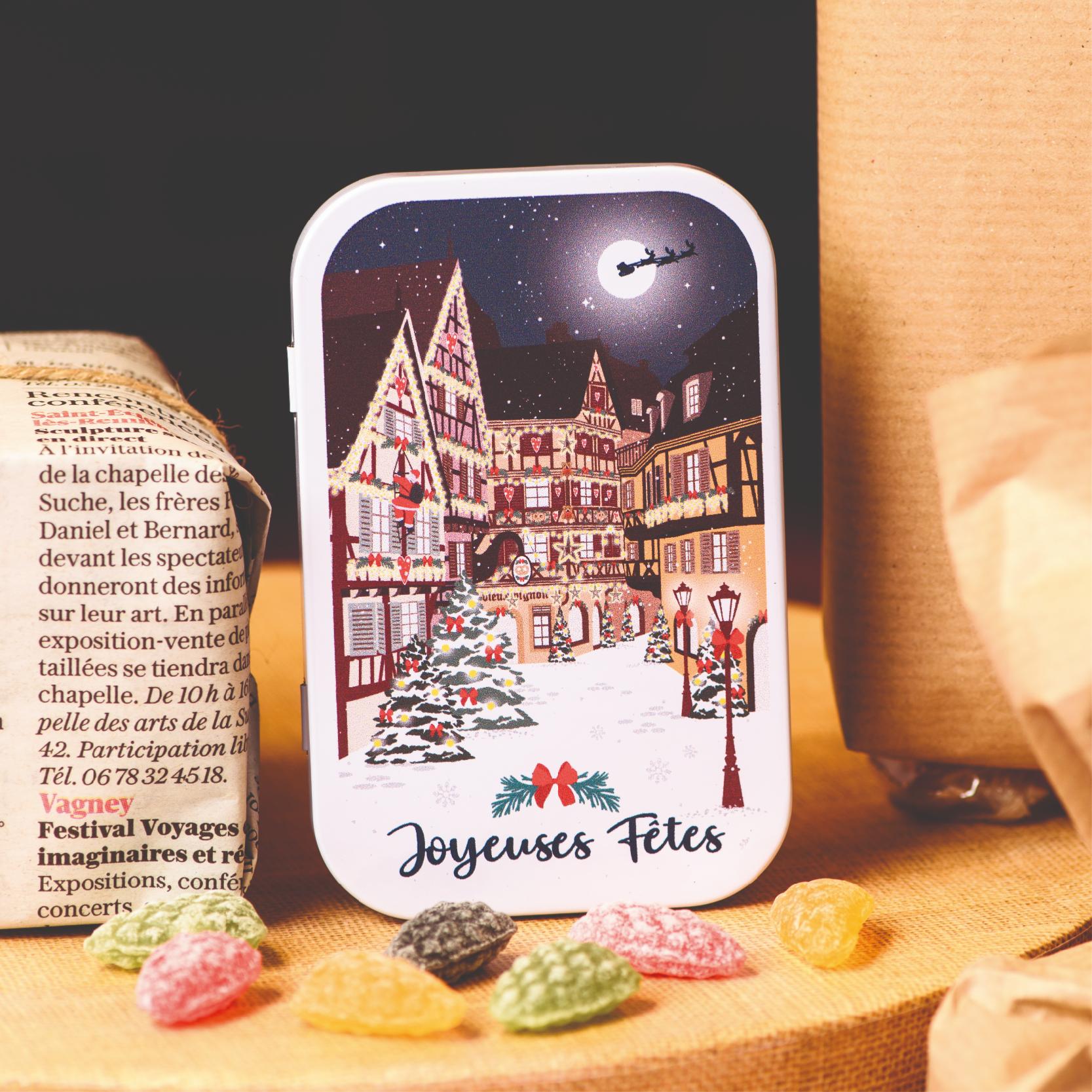 Boîte Marché de Noël - bonbons Résine des Vosges