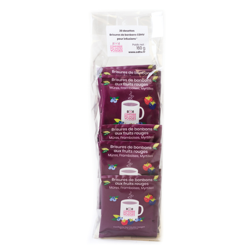 20 dosettes de brisures de bonbons CDHV pour infusions®  fruits rouges - CLASSIQUE