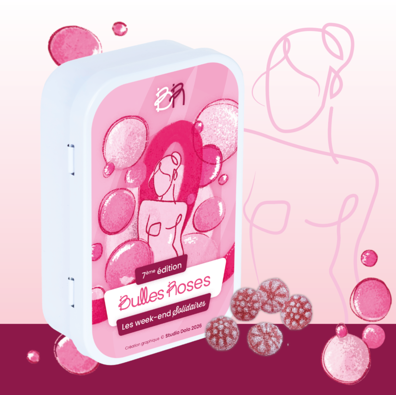 Boîte de bonbons "Bulles Roses" - Framboise 50 g