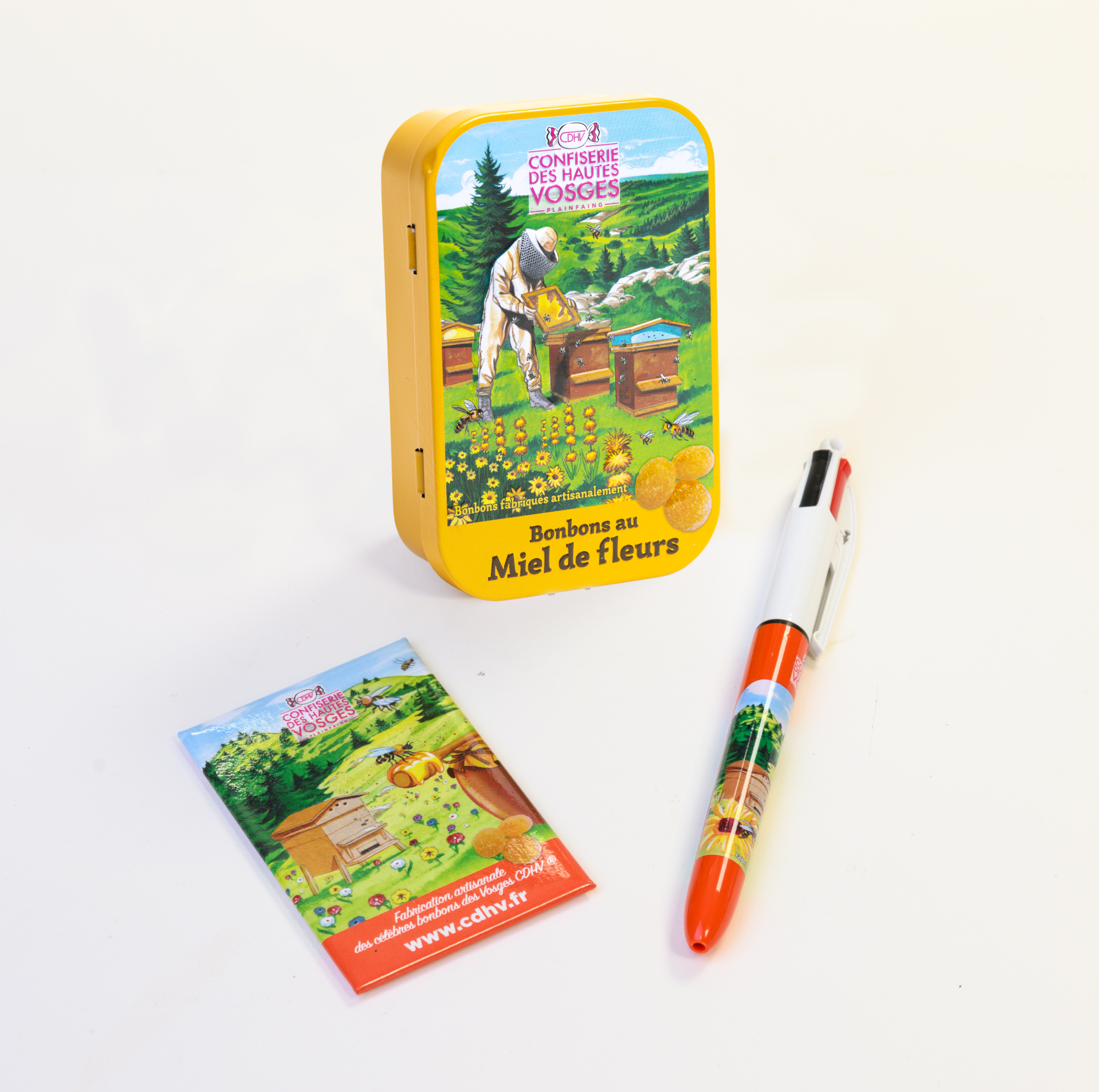 Pack "Miel" - boîte de bonbons + magnet + stylo 