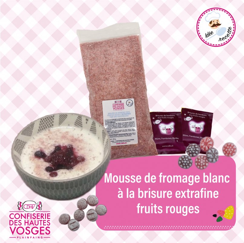 #1 Recette de mousse de fromage blanc aux brisures extrafines fruits rouges
